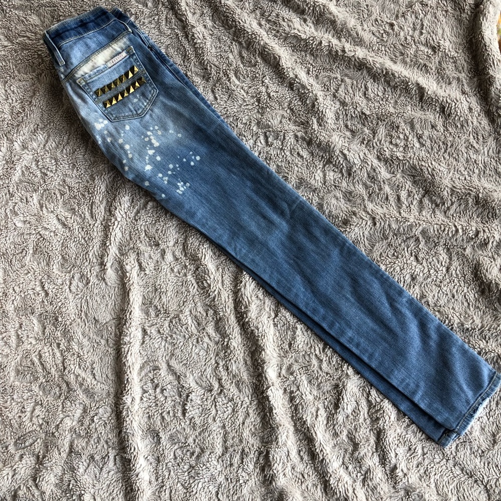 Vintage Sass & Bide Jeans distressed And bleached with Pyramid Studs back pocket